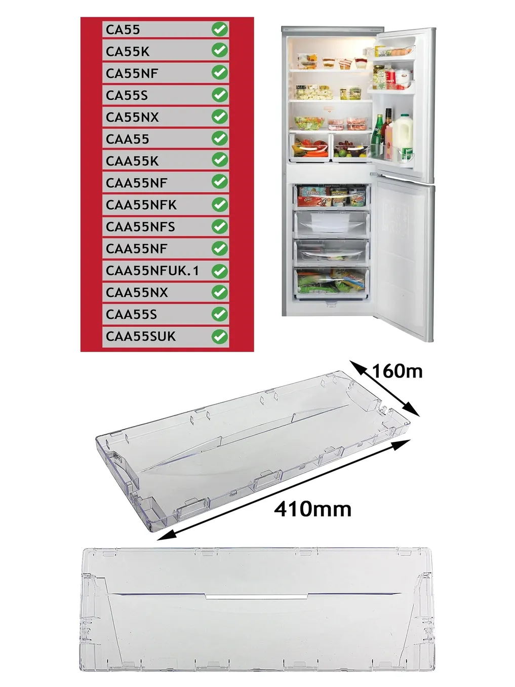 Plastic Indesit CA55/CAA55/NCA55 Drawer Flap Front Handle – Pack of 2