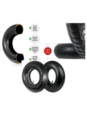 Pneumatic 4.00-8 & 4.80-8 Tires + 2 Inner Tubes for Wheelbarrow & Cart