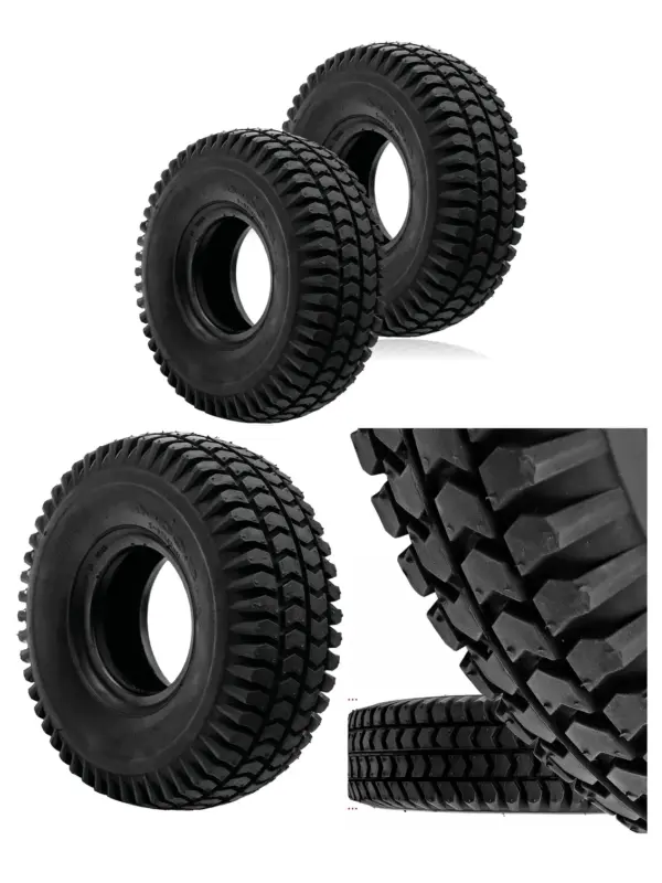 Pneumatic Mobility Scooter Tire 3.00-4 Block Tread 260x85, 4‑Rim Set