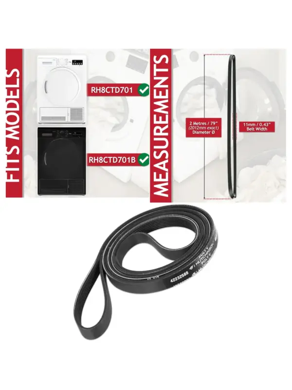 Poly-V Drive Belt for Russell Hobbs RH8CTD701 Dryer 7PH2012 SH200