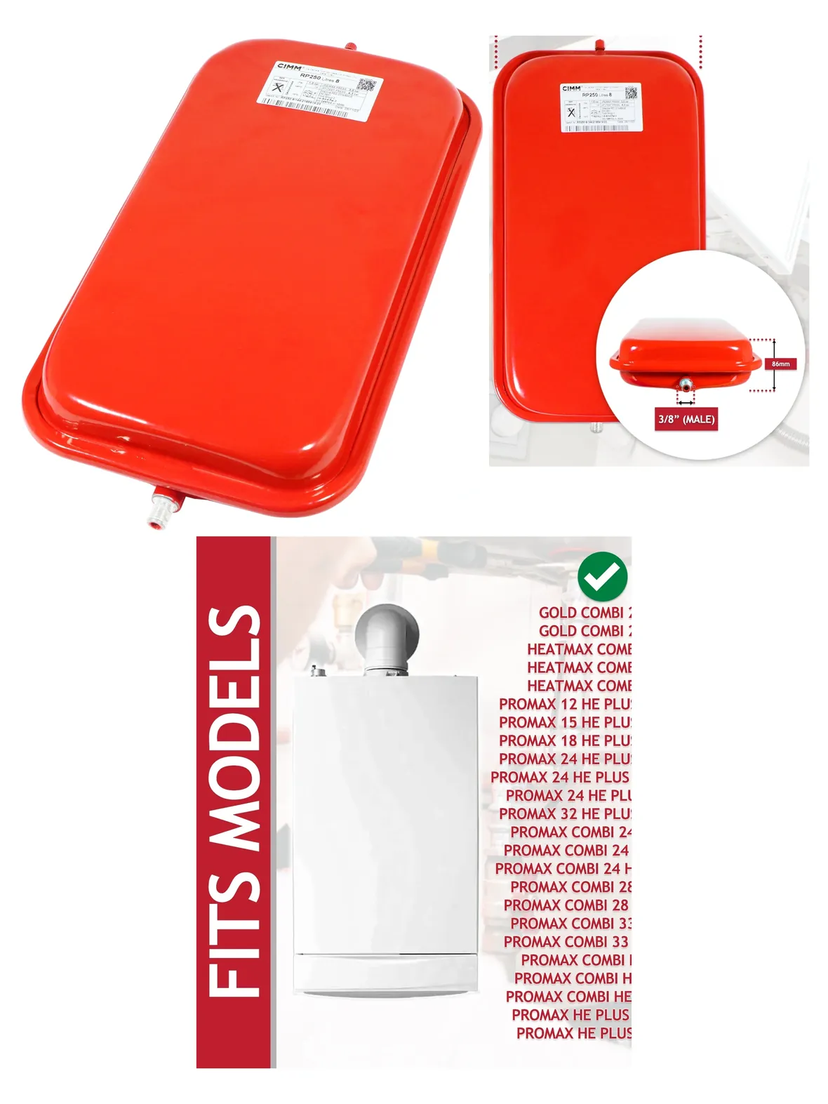 Potterton 8L Expansion Vessel RP250 Heatmax Promax Combi Boiler