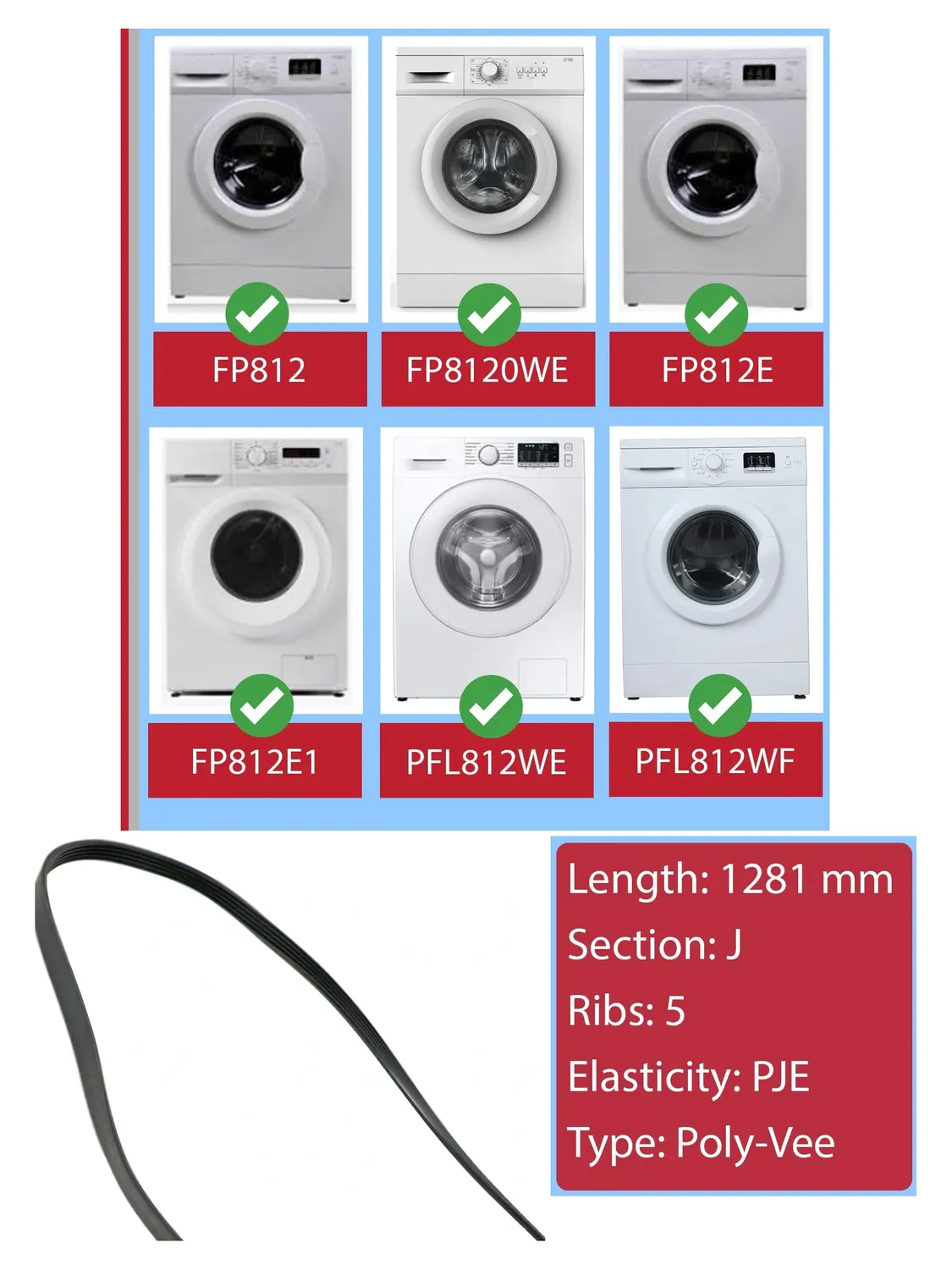 Proline Drive Belt for Frigidaire FP812 Machine