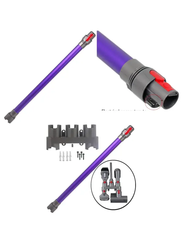 Purple Dyson Vacuum Wand Tube for V8/V10 + Wall-Mount Tool Rack