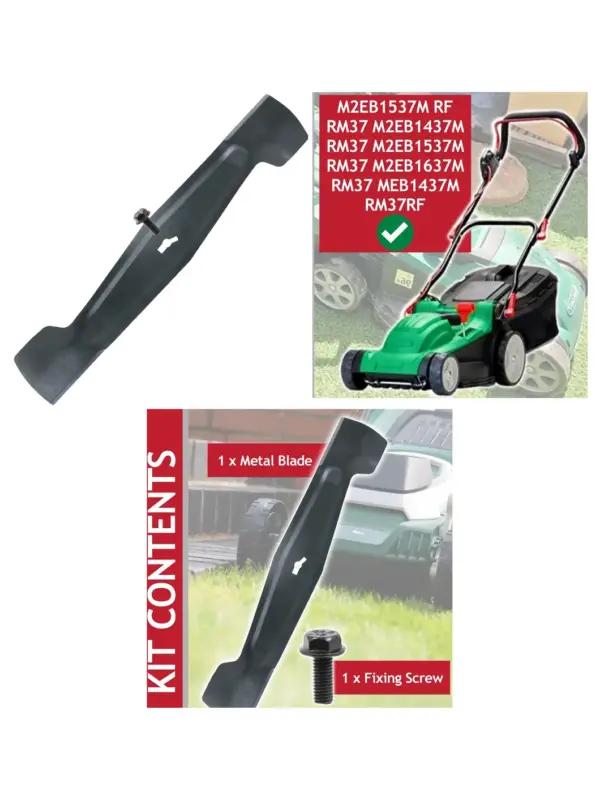 Qualcast RM37 37cm Metal Lawn Mower Blade with Fixing Screw
