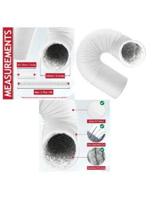 Rangemaster Cooker Hood Vent Hose 5m Insulated PVC/Aluminium Duct