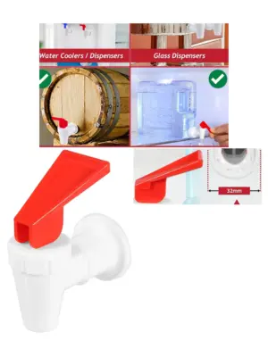 Red Lever Water Dispenser Faucet – 15mm Thread, Hot/Cold Bottle Spout