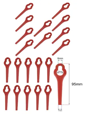 Red Plastic Blades for ALDI Ferrex 20V/40V Cordless Trimmer 10 pcs