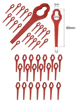 Red Plastic Blades for ALDI Ferrex Trimmer 20V/40V Pack of 20