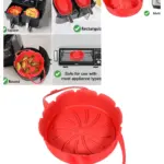 Red Silicone Air Fryer Basket Liner Handle Mat for Breville Philips
