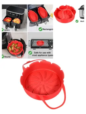 Red Silicone Air Fryer Basket Liner Handle Mat for Breville Philips