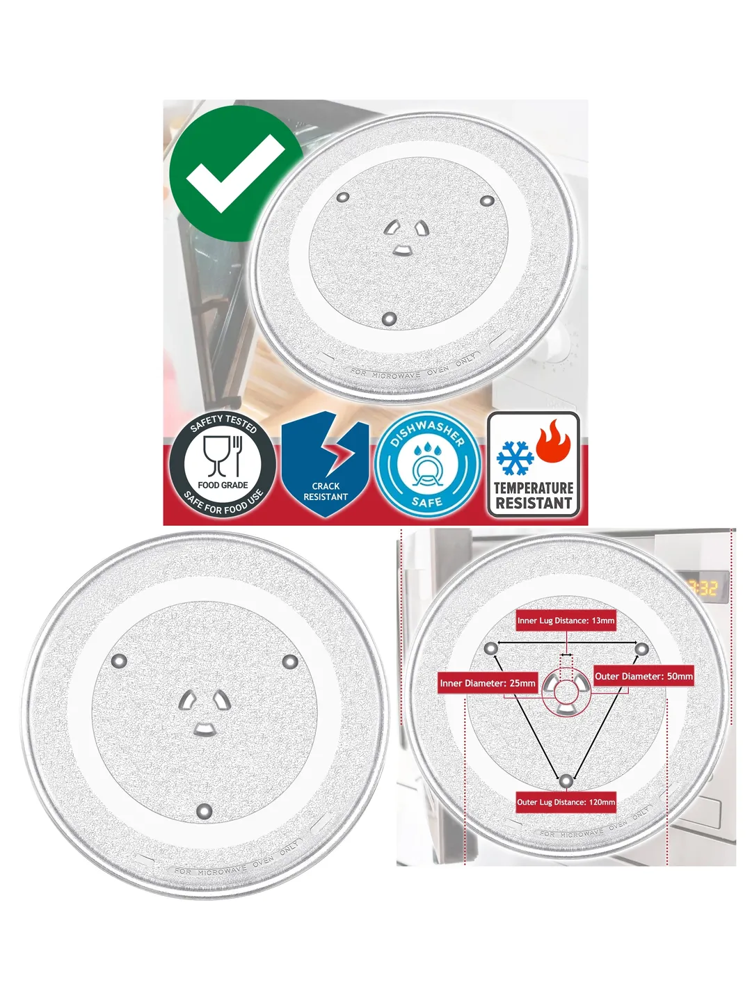 Replacement 288mm Glass Turntable Plate for Samsung Microwaves