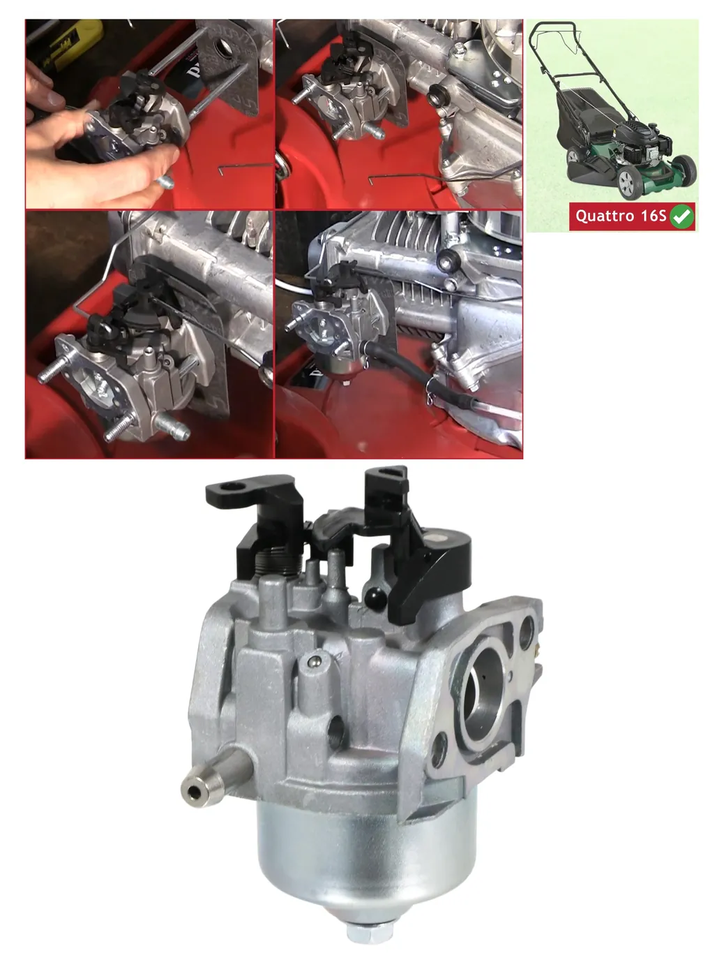 Replacement Carburetor for Atco GGP Quattro 16S 4‑in‑1 Lawn Mower