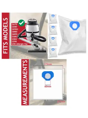Replacement Microfibre Dust Bags for Nilfisk GA70‑GD90C Vacuums – 5 Pack