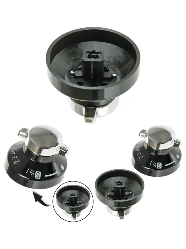 Replacement Oven & Gas Hob Knob – Black/Silver Control Switch