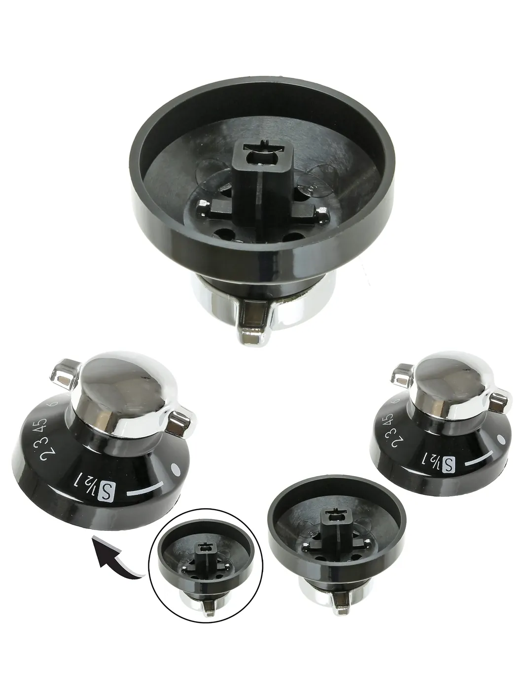 Replacement Oven & Gas Hob Knob – Black/Silver Control Switch