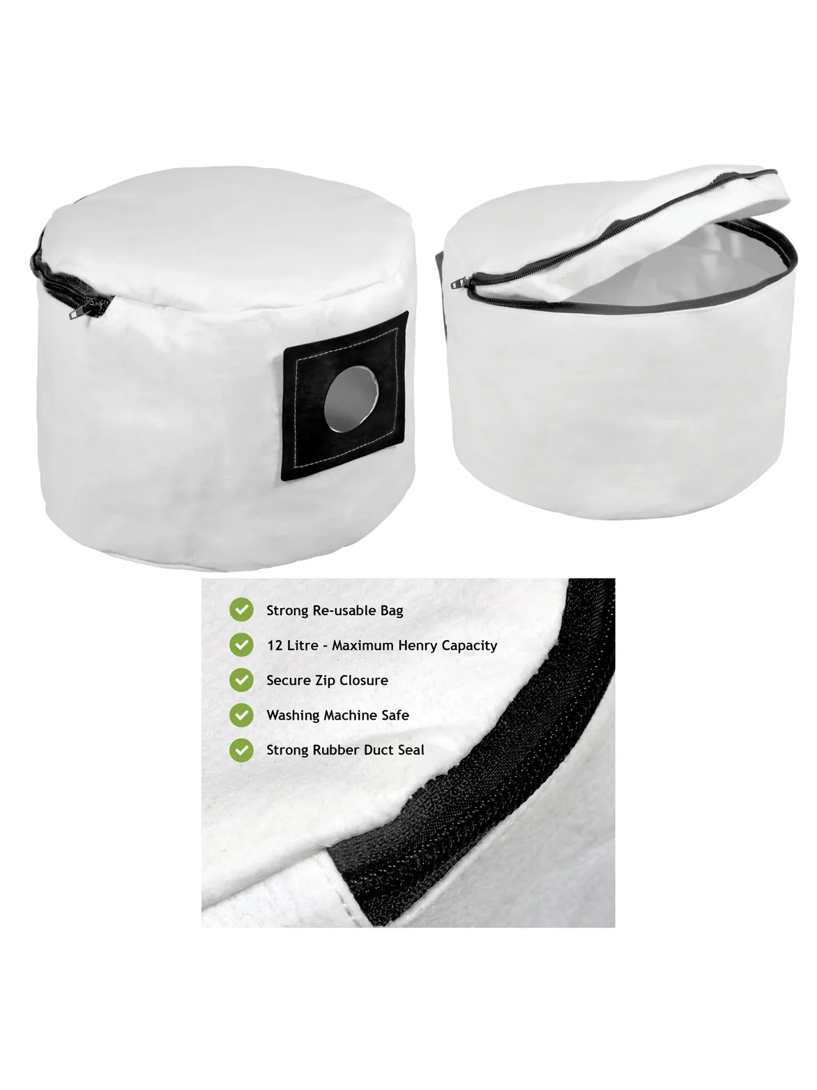 Reusable Zip‑Up Cloth Bag for Numatic Henry & Hetty Vacuums