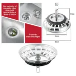Rubber Kitchen Sink Drain Strainer with Basket Filter & Plug Stopper