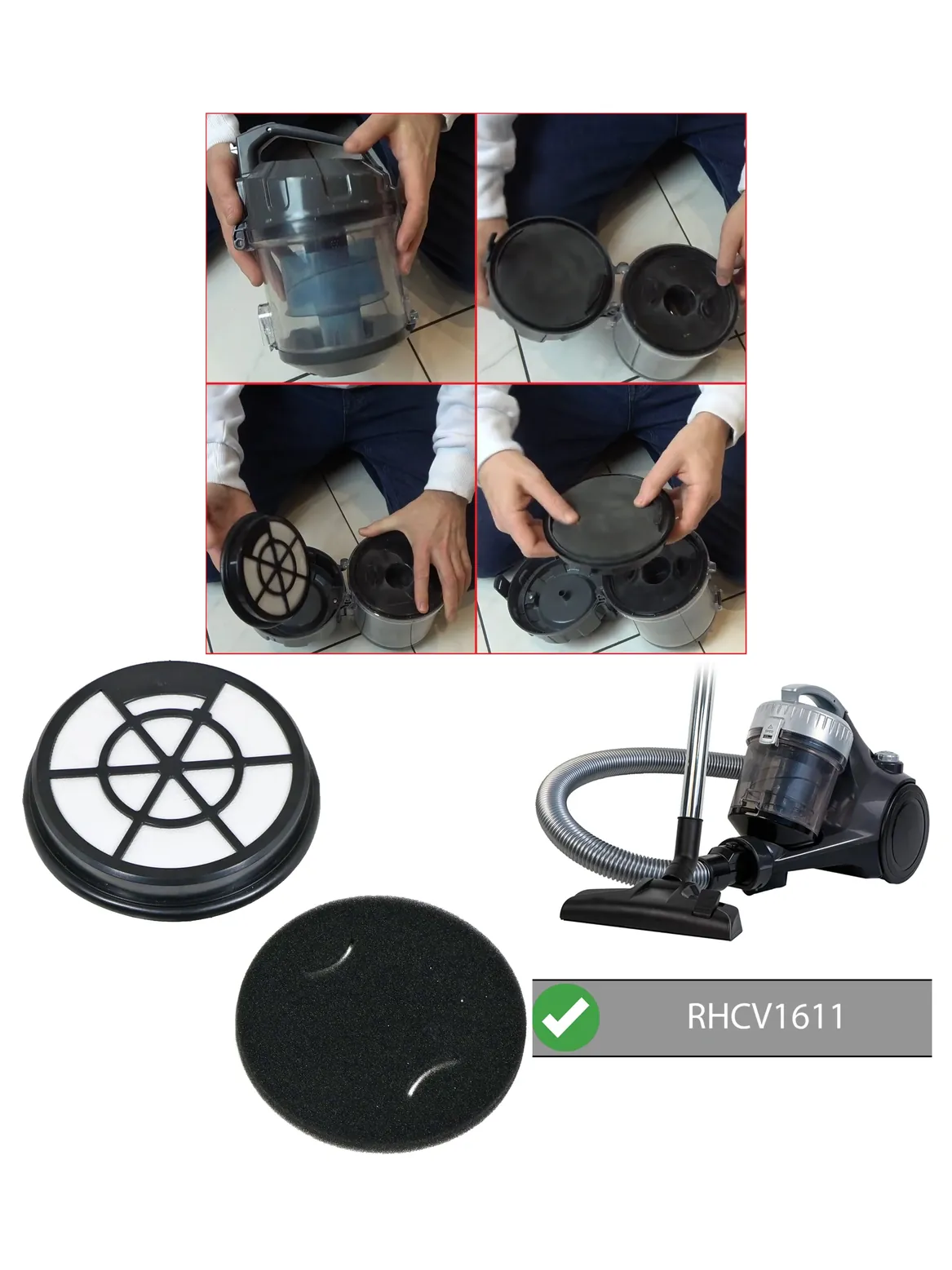 Russell Hobbs RHCV1611 Foam Filter Kit Compact XS Vacuum Replacement
