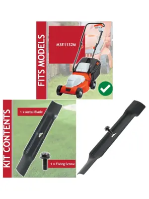Ryno M3E1132M 32cm Metal Lawn Mower Blade Replacement with Screw