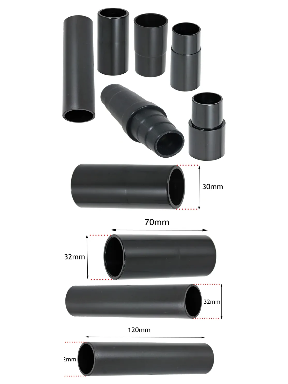 Ryobi Dust Port Adapter – 6 x 32‑38 mm Hose Connectors for Sanders