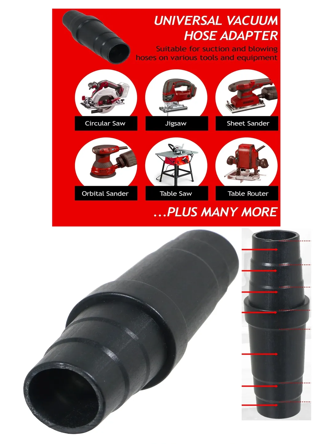 Ryobi Dust Port Adapter for Vacuum Hose – Fits 32-38mm Sander & Saw
