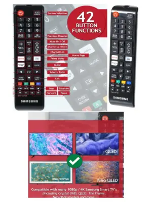Samsung BN59-01315M Replacement Remote for 4K Neo QLED & UHD TVs