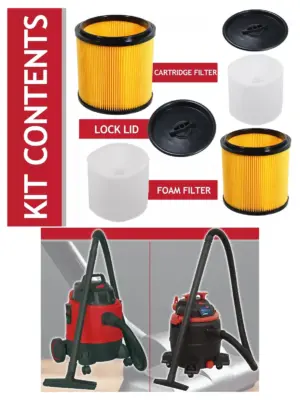 Sealey PC200/PC300 Wet‑Dry Cartridge Filter with Foam Sleeve