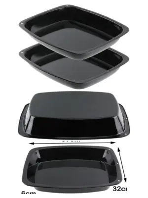 Set of 2 Deep Enamel Nonstick Roasting Pans Oven & Cooker Safe