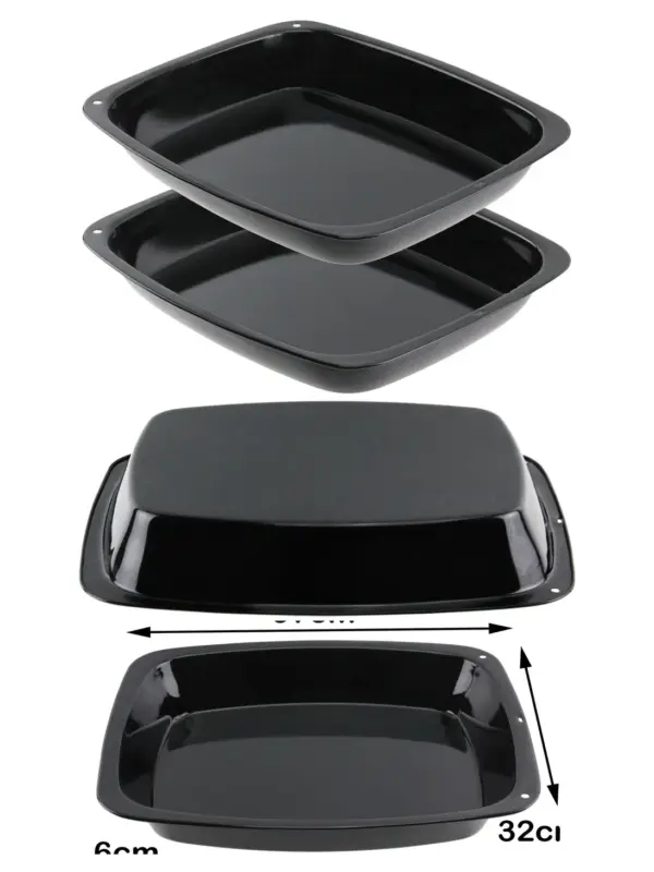 Set of 2 Deep Enamel Nonstick Roasting Pans Oven & Cooker Safe