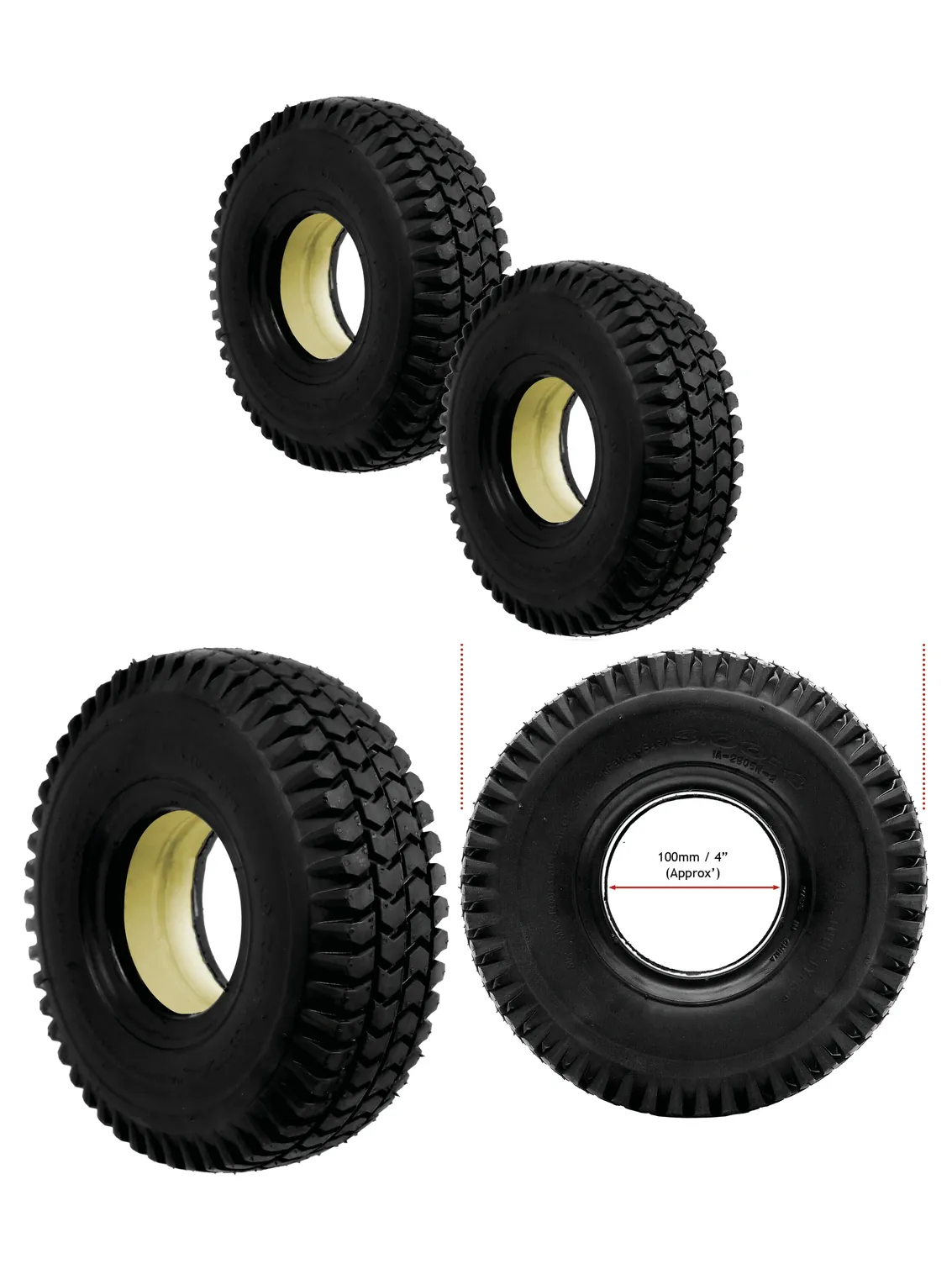 Set of 2 Puncture‑Free Solid Mobility Scooter Tires 3.00×4