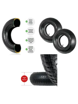 Set of 2 Rubber Wheelbarrow Inner Tubes 4.00-8 & 4.80-8