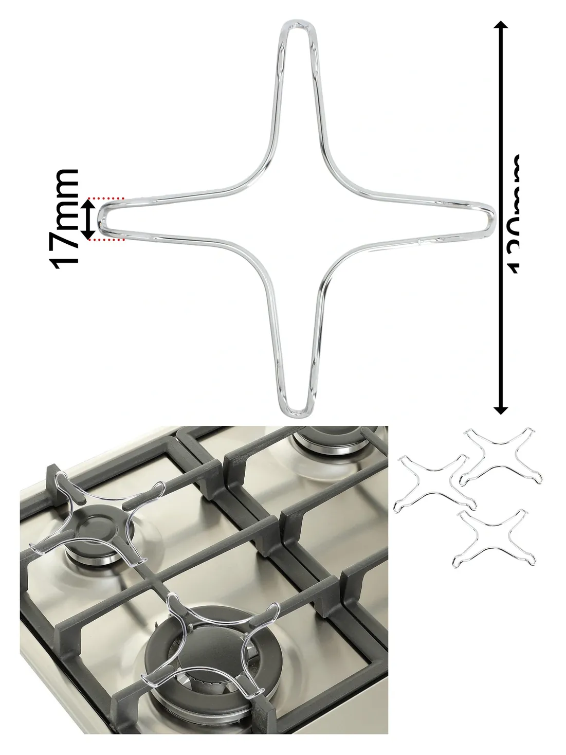 Set of 3 Small 130mm Gas Hob Trivet Stands – Heat‑Resistant Pan Support for Moka Pots