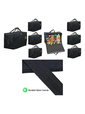 Set of 4 Black 100L Large Canvas Toy & Teddy Bear Organizer Bins