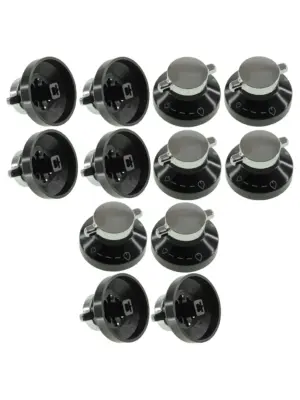 Set of 4 Black & Silver Knobs for New World Gas Oven 600SIDLM