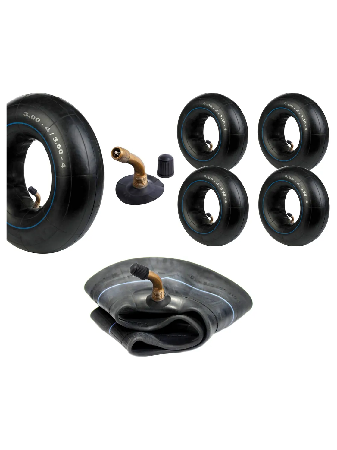 Set of 4 Inner Tubes 3.00‑4 & 3.50‑4 for Wheelbarrow/Trailer & Scooter