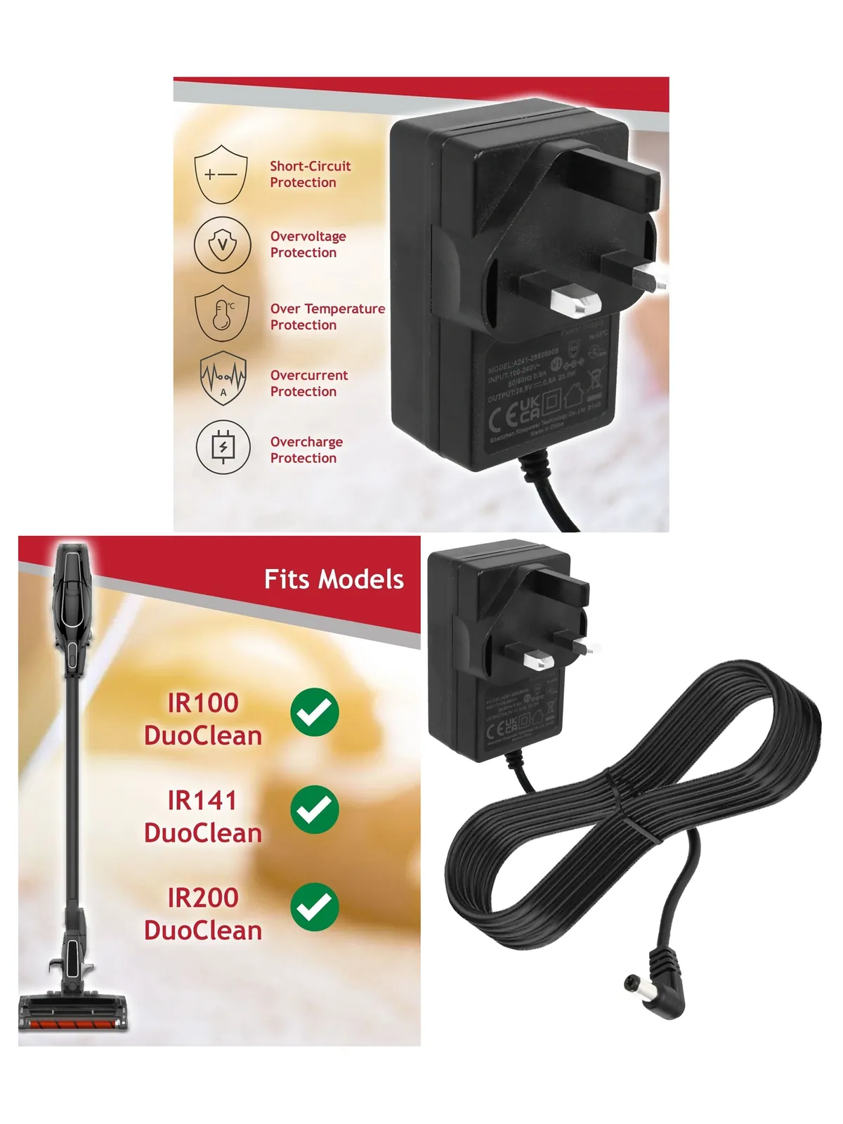 Shark DuoClean Vacuum Charger 28.8V for IR100, IR141, IR200