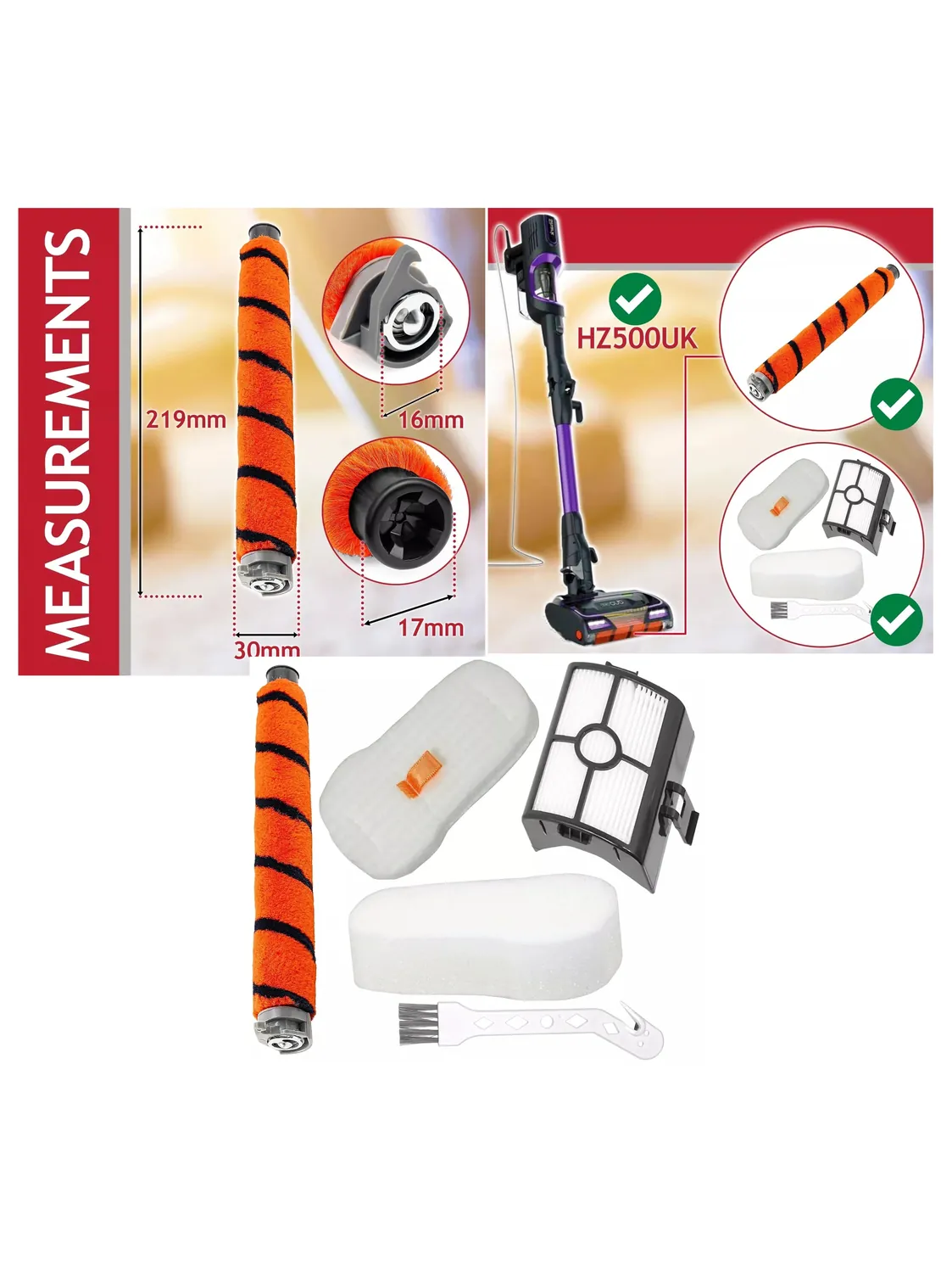 Shark HZ500UK Vacuum Brush Roll & HEPA Filter Kit – Hair Removal Tool