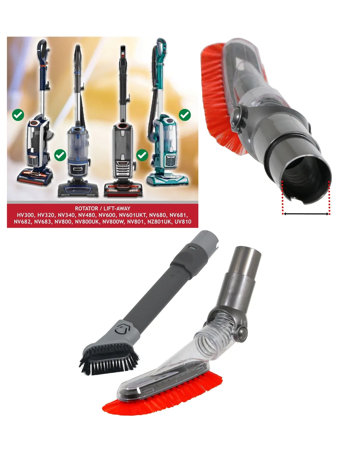 Shark Rotator Lift-Away Vacuum Brush Kit Soft Dusting & Crevice Tools