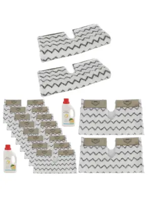 Shark Steam Mop Pads 8-Pack with Klik‑n‑Flip + 2×500 ml Detergent
