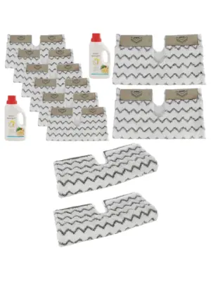 Shark Steam Mop Pads S6001/S6003 Klik-n-Flip 6 Pack + 2x500ml Cleaner