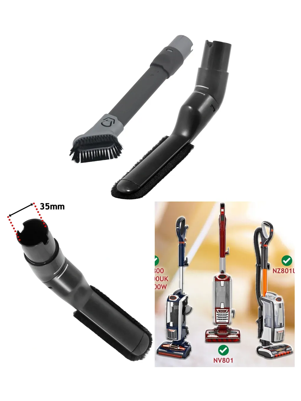 Shark Vacuum Brush Kit with Crevice & Dust Tools for NV800/801/UK