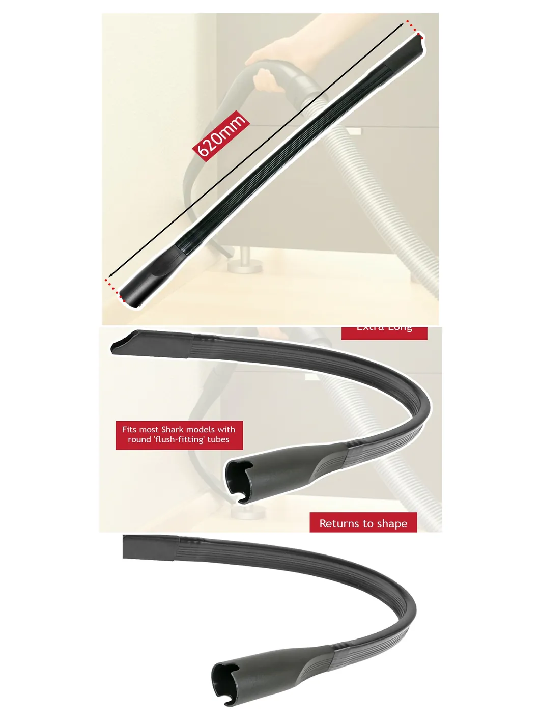 Shark Vacuum Flexible Crevice Tool – 35mm Long Nozzle Extension