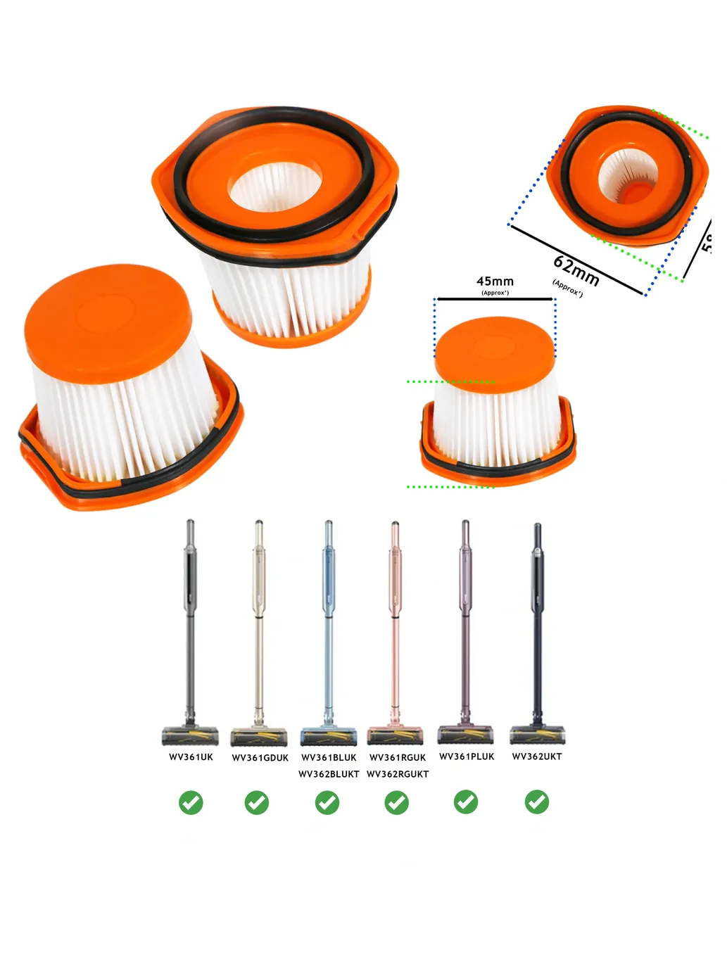 Shark WandVac 2‑Pack Filters for WV362 Pet Cordless Vacuum
