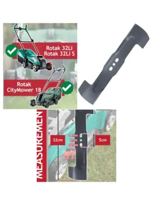 Sharp Metal Blade for Bosch Rotak 32Li S CityMower 32cm Lawn Mower