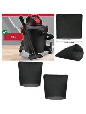 Shop-Vac Foam Filter Sleeve 22cm for 20L+ Wet/Dry Vac – 2 Pack