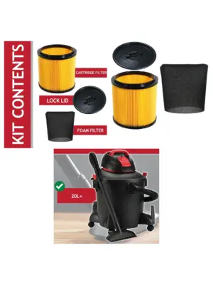 Shop‑Vac Wet/Dry Cartridge Filter Kit – Fits 20‑Litre+ Vacuums