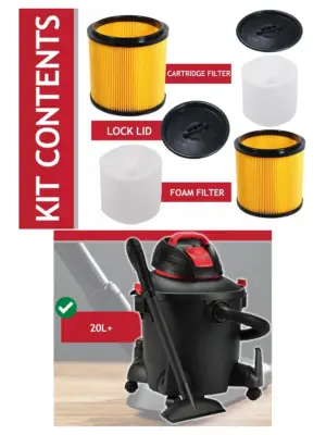Shop-Vac Wet/Dry Cartridge Filter with Foam Sleeve – Fits 20L+ Vacuums