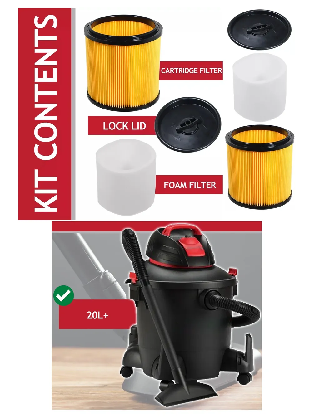 Shop-Vac Wet/Dry Cartridge Filter with Foam Sleeve – Fits 20L+ Vacuums