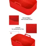 Silicone Air Fryer Basket Liner Dual Compartments Rectangular Handles