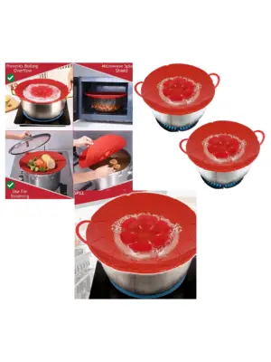 Silicone Pot Lid Guard – 2 Pack Spill Stopper for Saucepan/Steamer
